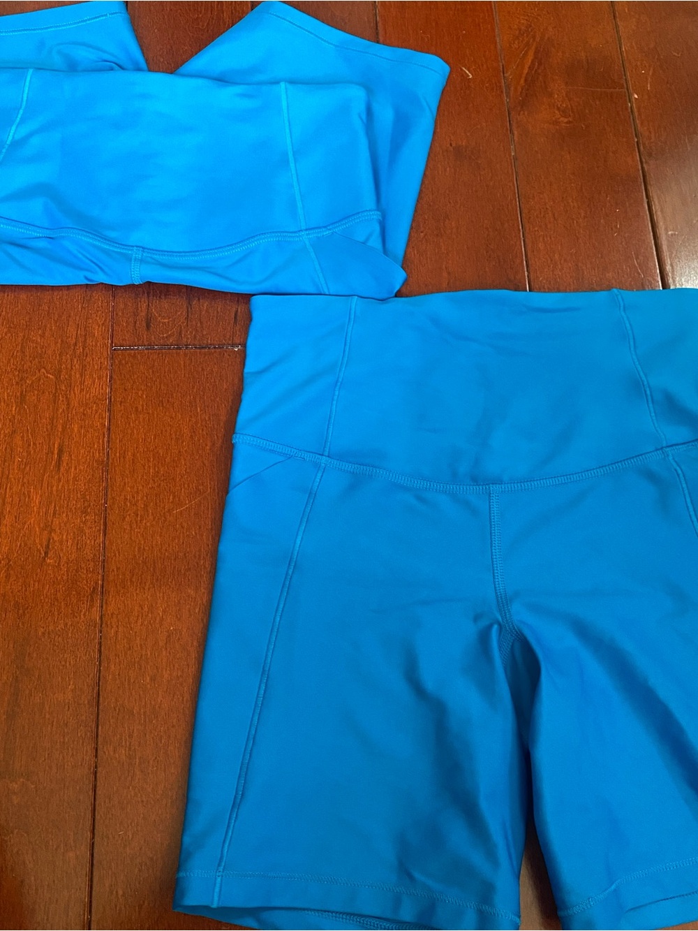 Bright Blue High-Waist Athletic Shorts Set
